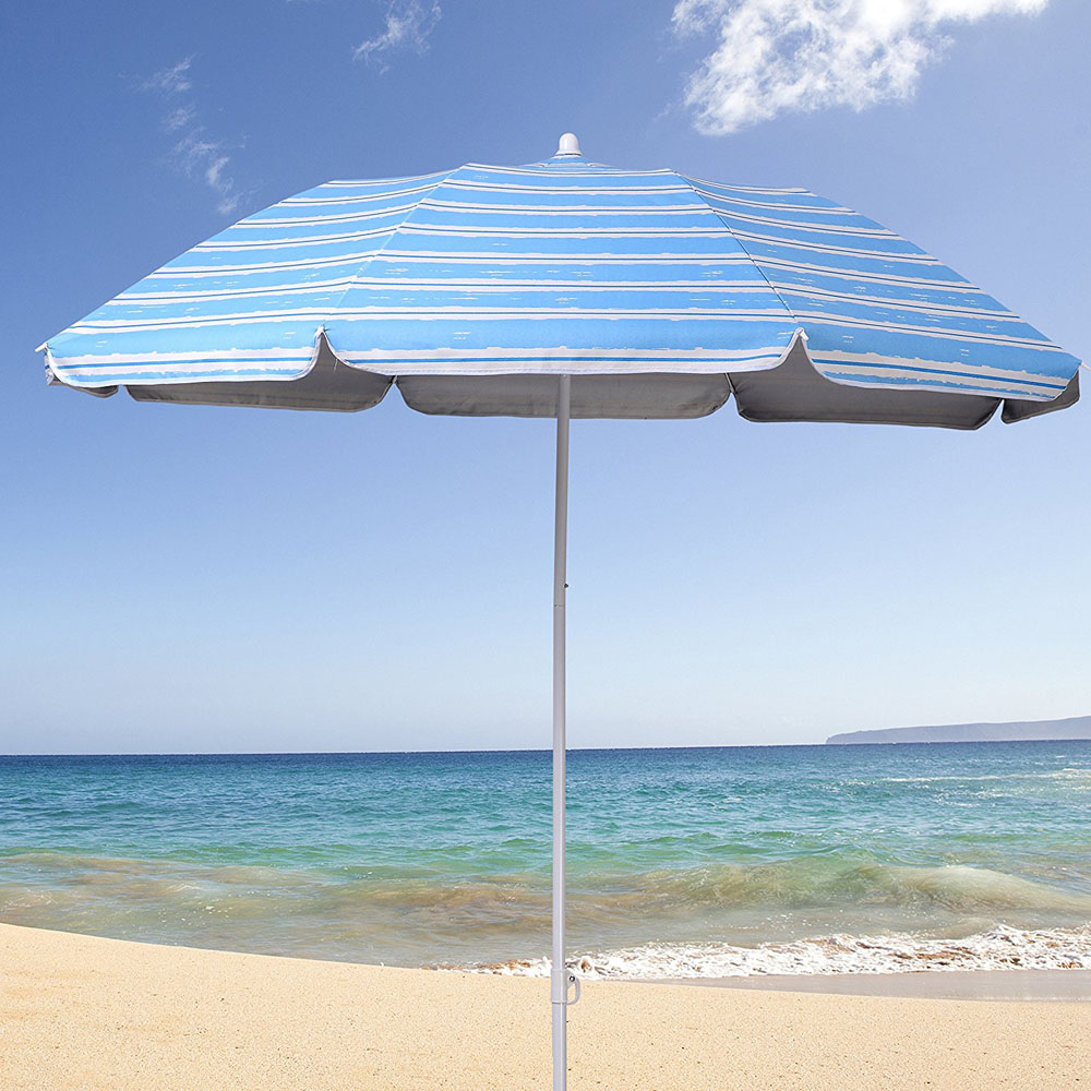 striped 2 folding beach umbrella with steel tilt